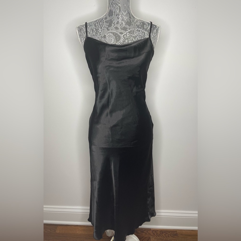 bebe Women's Black Silk Slip Maxi Dress
